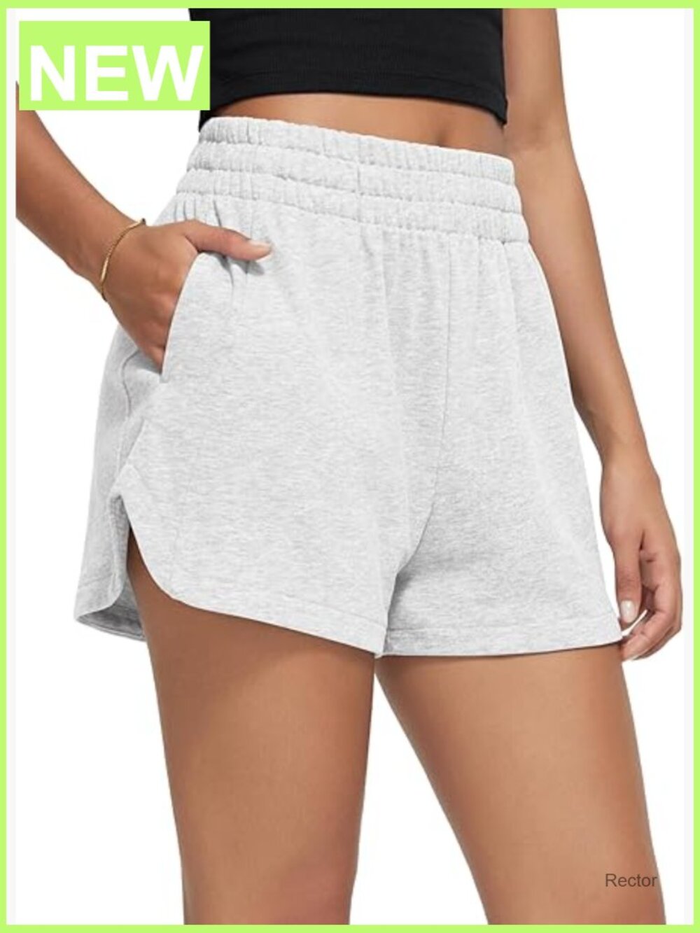 High Rise Cotton French Terry Curved Hem Lounge Shorts with Pockets